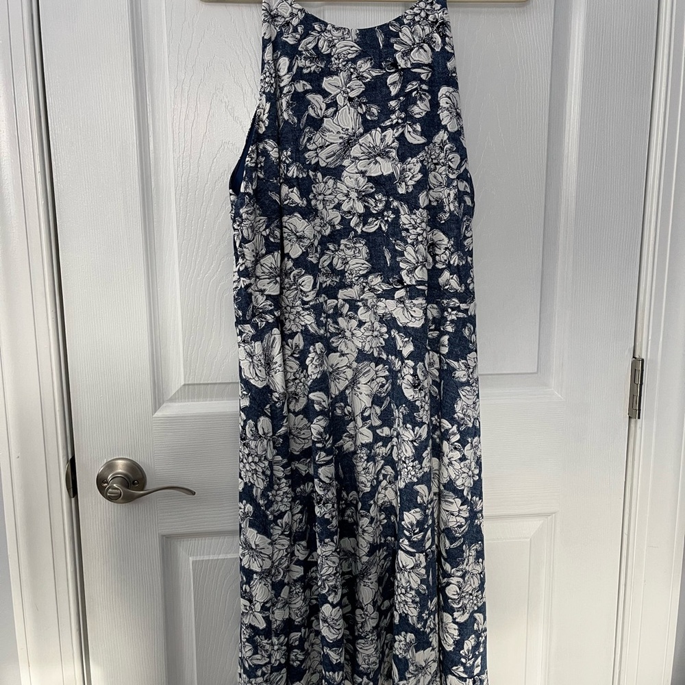 Fortune and Ivy Blue and White floral knit dress NWOT 2X